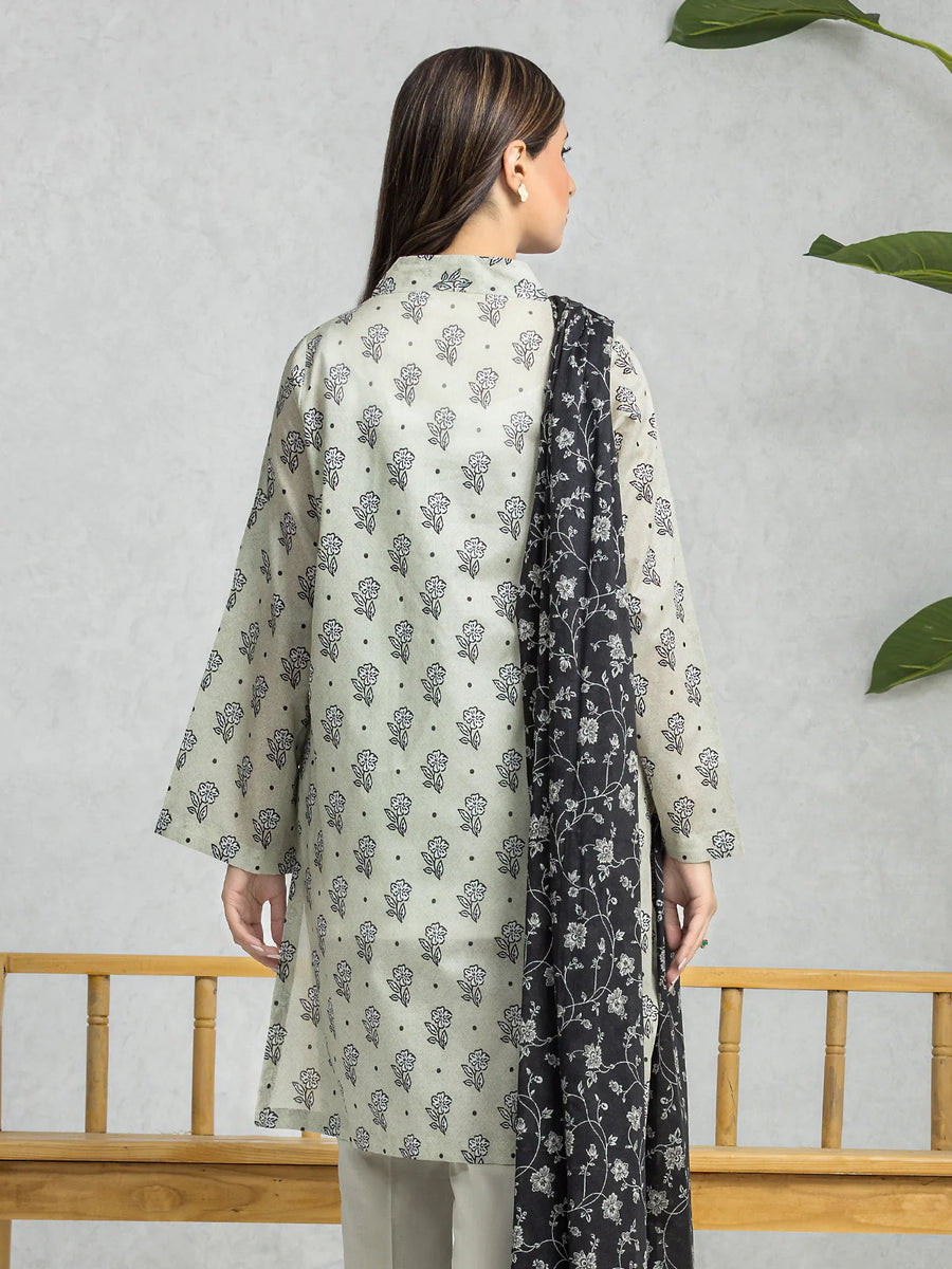 edenrobe Allure Lawn Unstitched Printed 3Pc Suit EWU24A1-28573