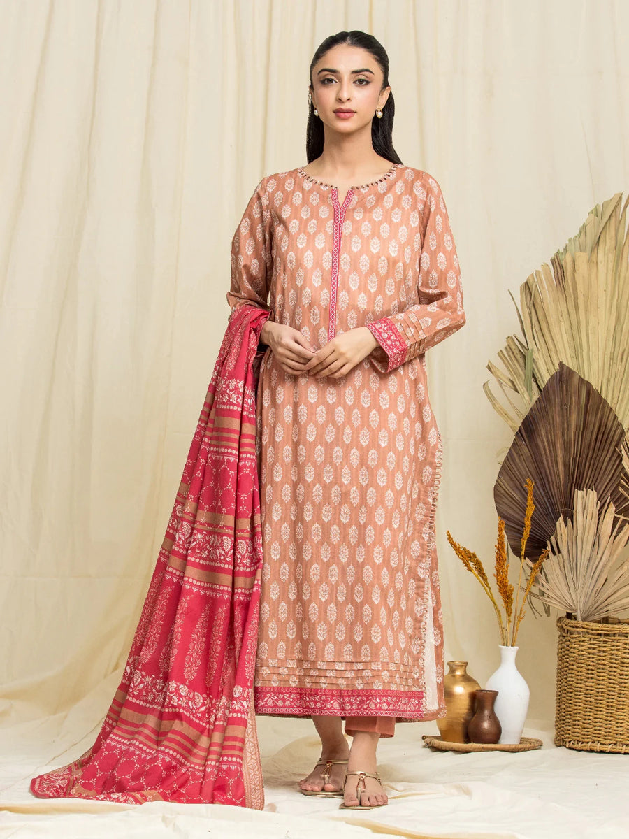 edenrobe Allure Lawn Unstitched Printed 3Pc Suit EWU24A1-29057-3P