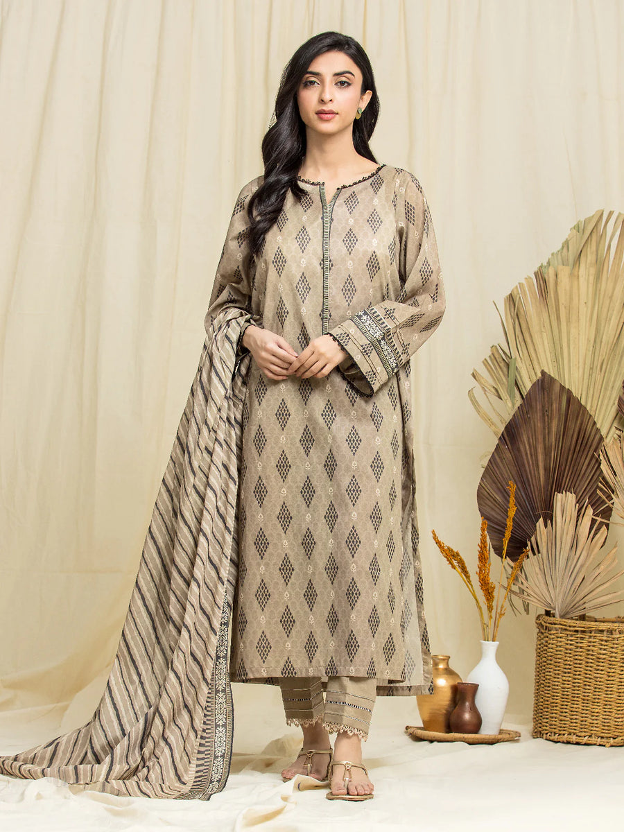 edenrobe Allure Lawn Unstitched Printed 3Pc Suit EWU24A1-29071