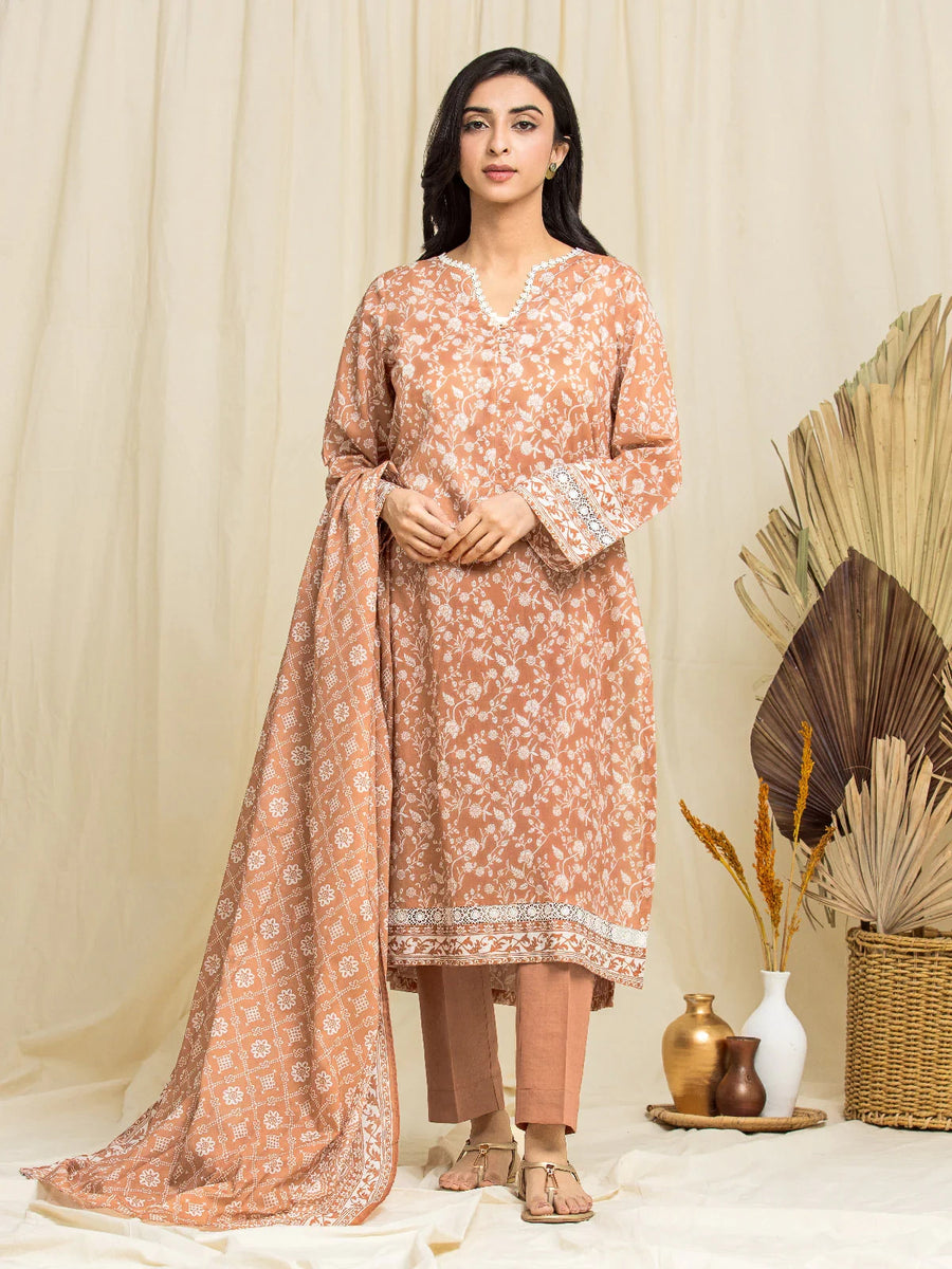 edenrobe Allure Lawn Unstitched Printed 3Pc Suit EWU24A1-29074-3P