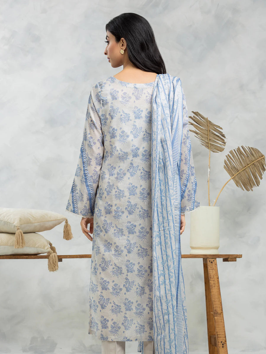 edenrobe Allure Lawn Unstitched Printed 3Pc Suit EWU24A1-29088