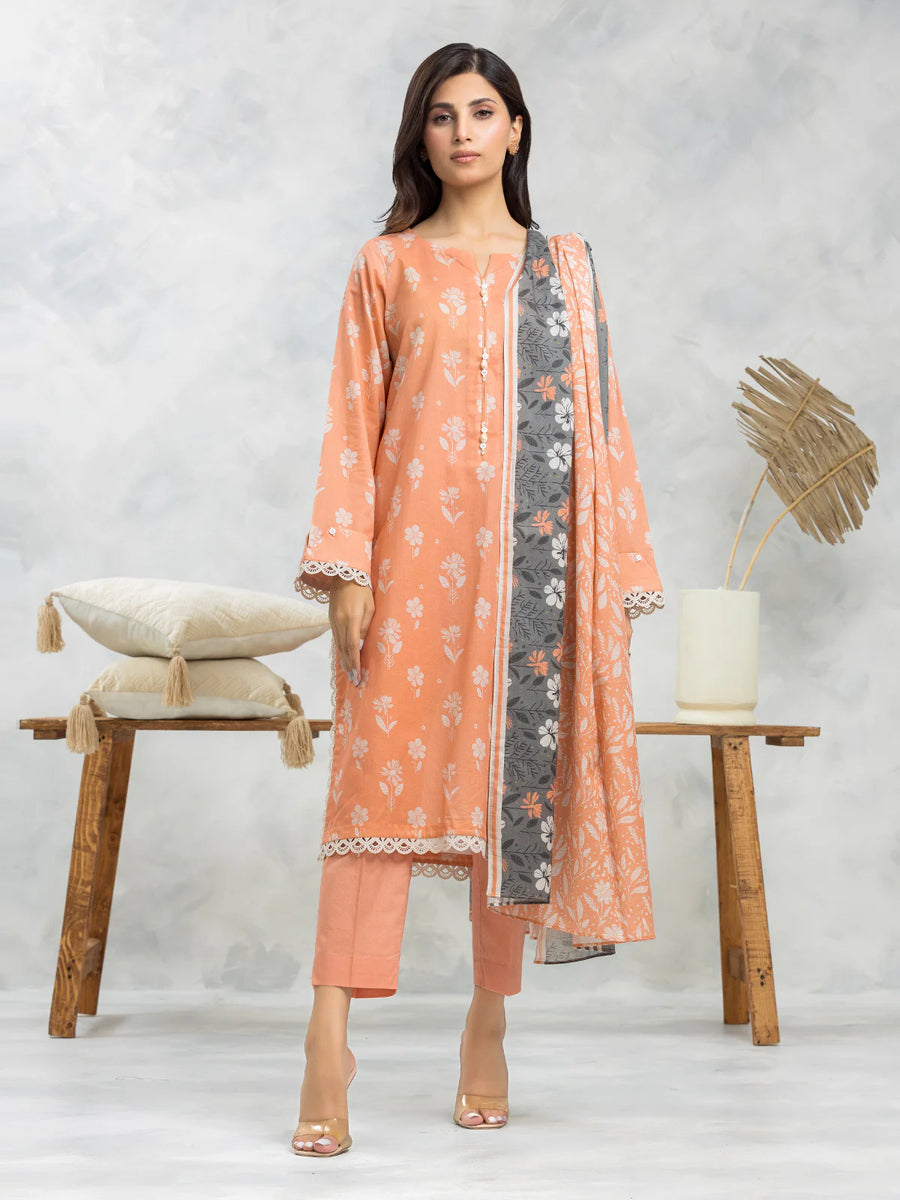 edenrobe Allure Lawn Unstitched Printed 3Pc Suit EWU24A1-29089