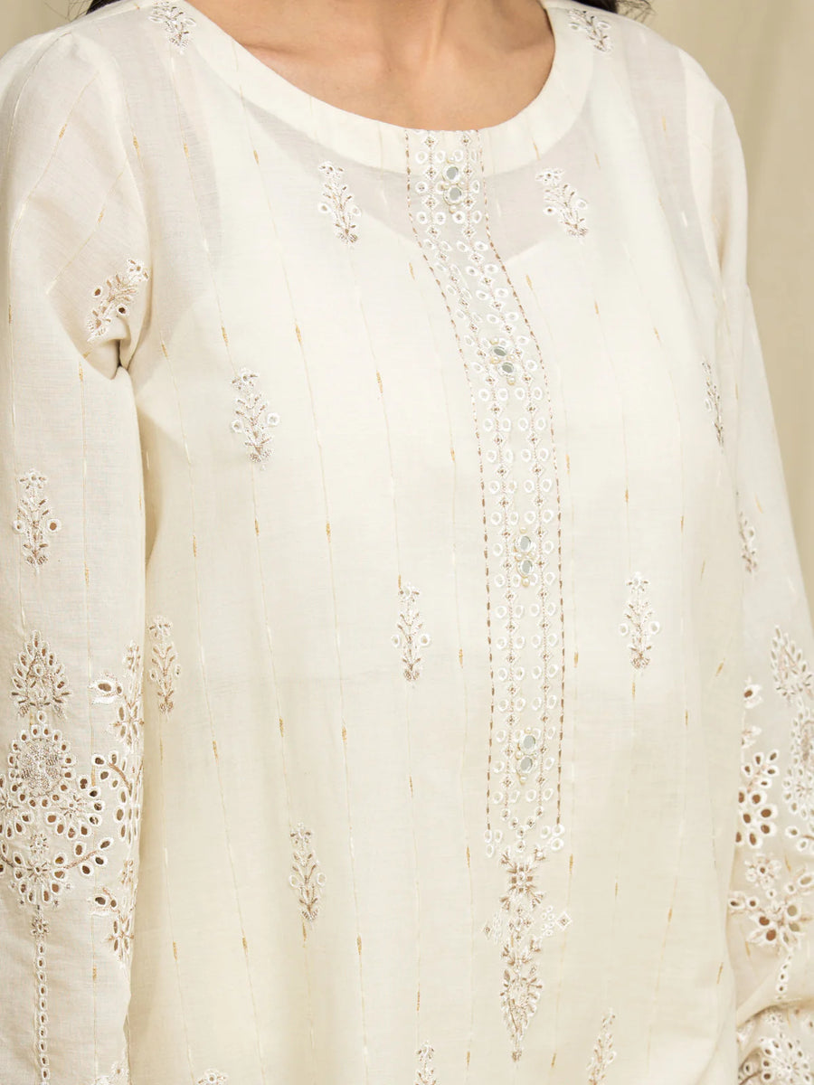edenrobe Premium Embroidered Cambric Unstitched 3Pc Suit EWU24V2-28740