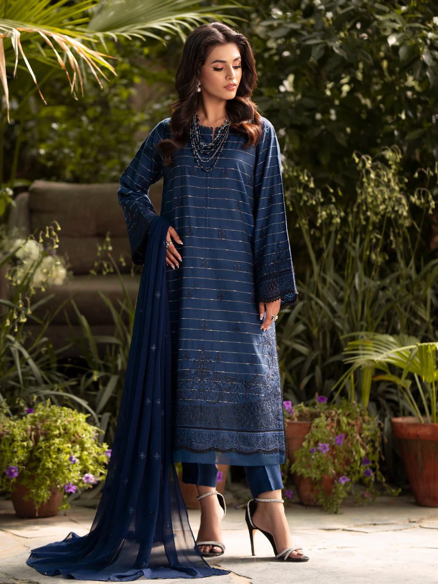 edenrobe Festive Ensembles Unstitched Cambric 3Pc Suit EWU24V2-30123
