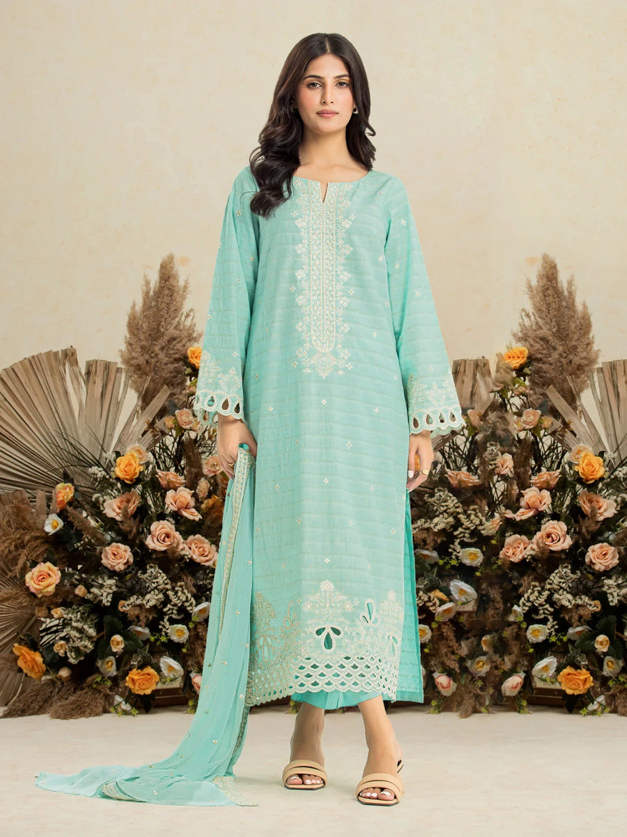 edenrobe Premium Embroidered Jacquard Unstitched 3Pc Suit EWU24V3-30023
