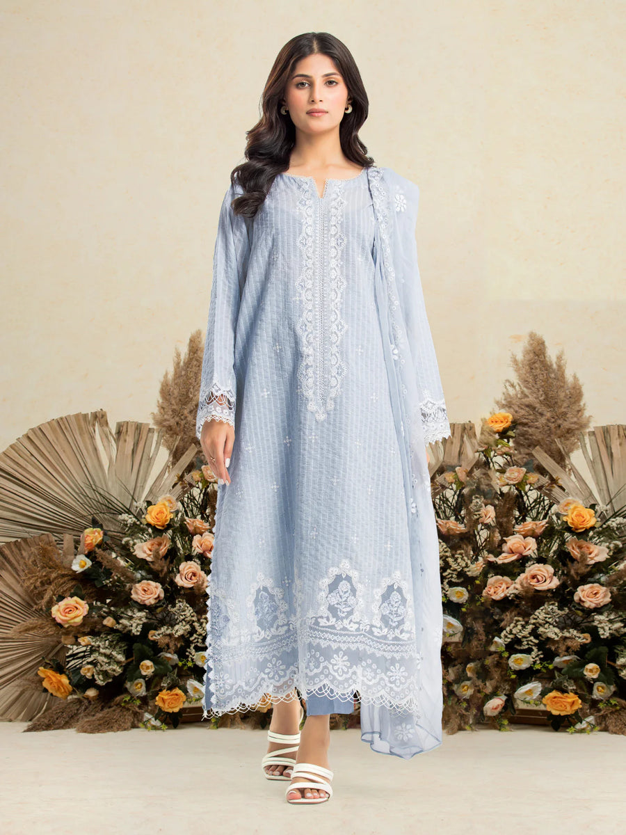 edenrobe Festive Ensembles Unstitched Dobby 3Pc Suit EWU24V3-30124