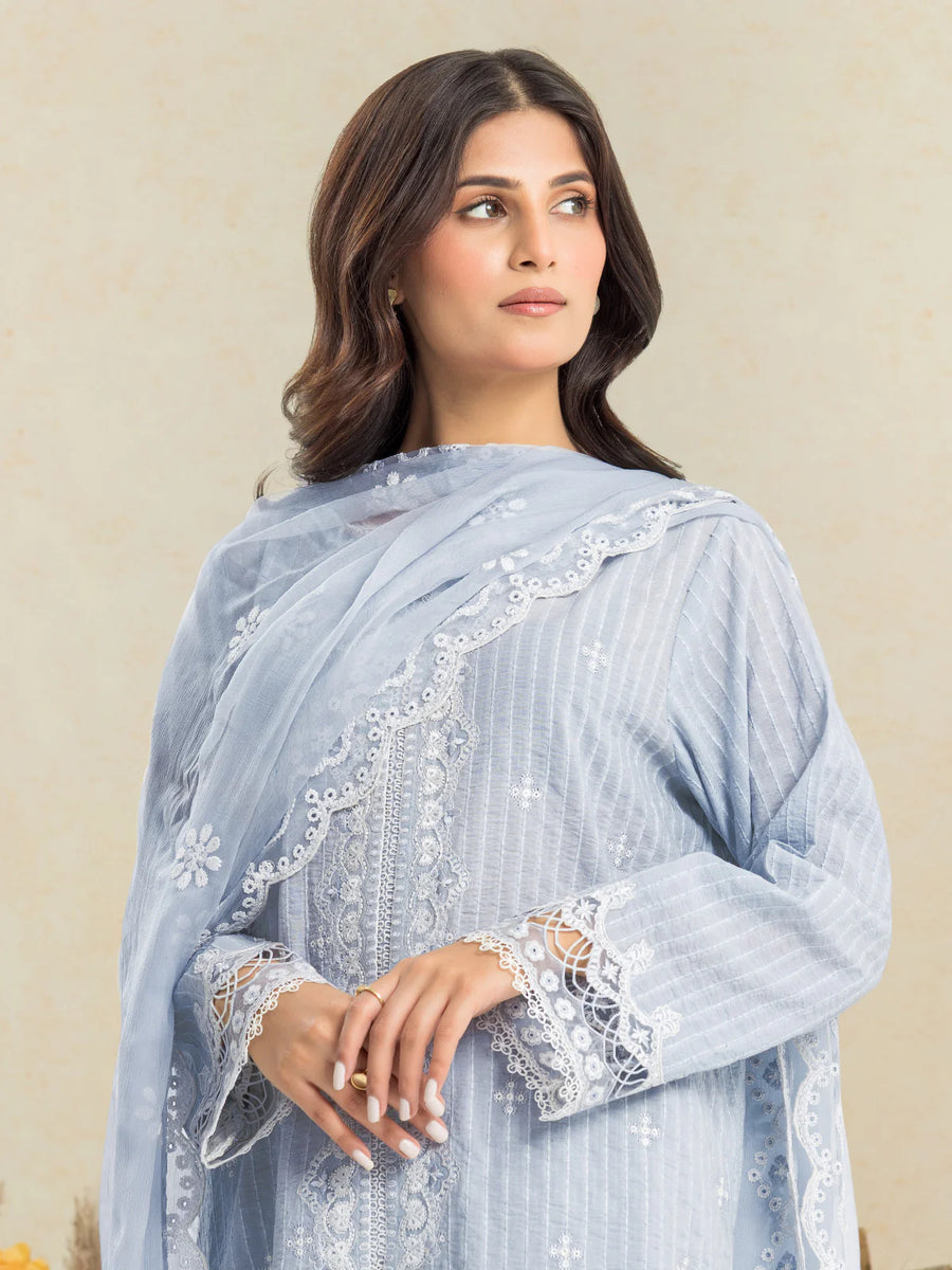 edenrobe Festive Ensembles Unstitched Dobby 3Pc Suit EWU24V3-30124