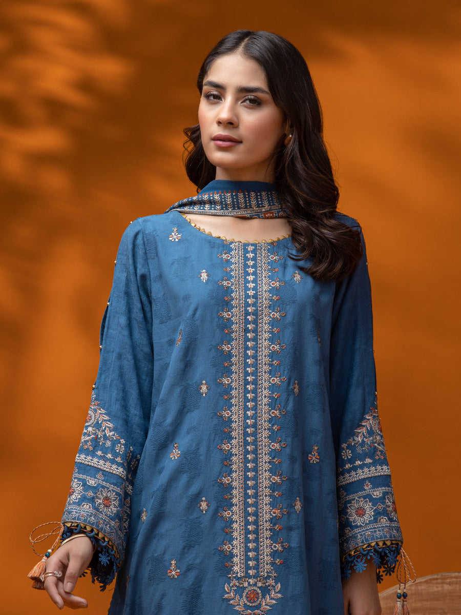 edenrobe Premium Festive Unstitched Dobby 3Pc Suit EWU24V7-26742