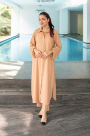 La Rosaa Basics Printed Georgette Stitched 2Pc Suit - Sand Dune