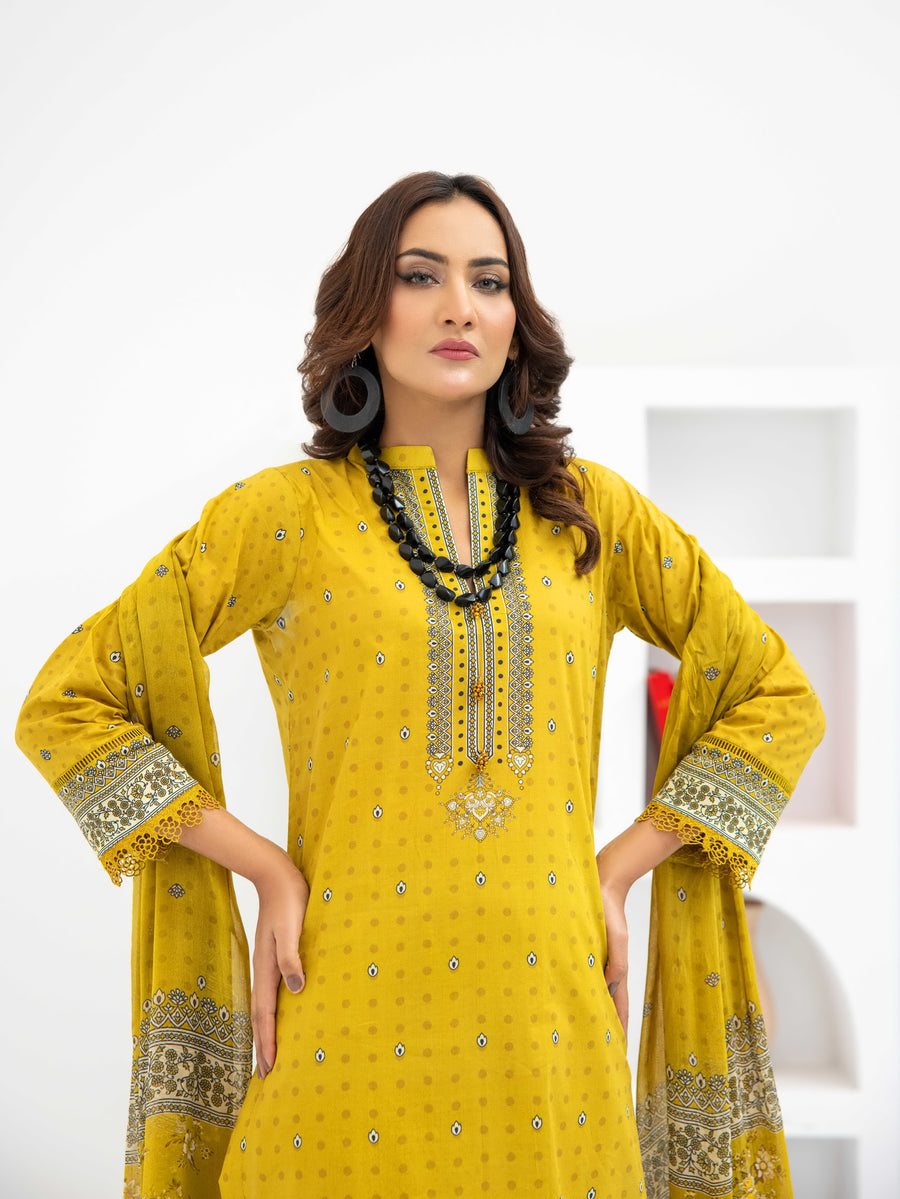 Al Kareem Gul-e-Lala Digital Printed Lawn Unstitched 3Pc Suit D-2564