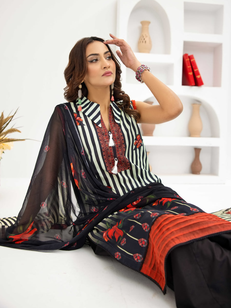 Al Kareem Gul-e-Lala Digital Printed Lawn Unstitched 3Pc Suit D-2567