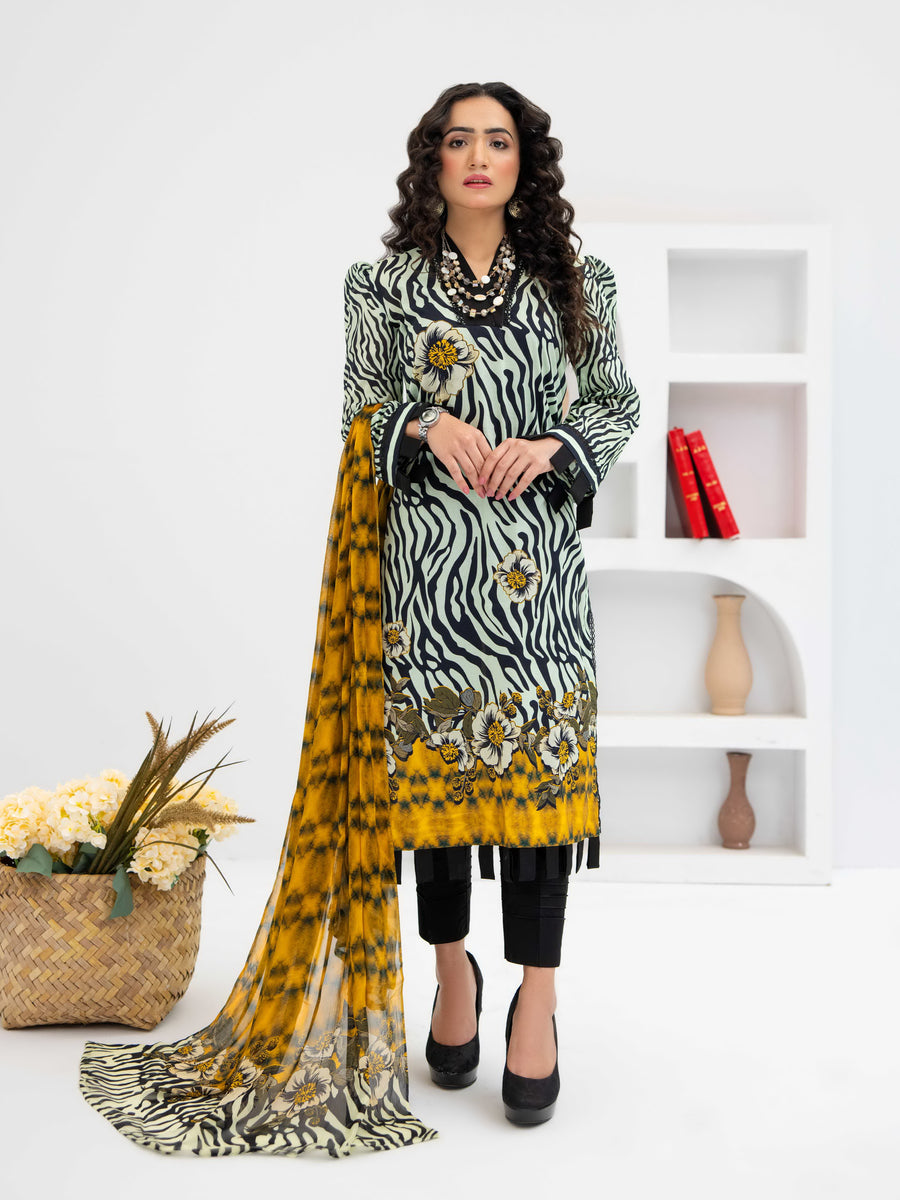 Al Kareem Gul-e-Lala Digital Printed Lawn Unstitched 3Pc Suit D-2568
