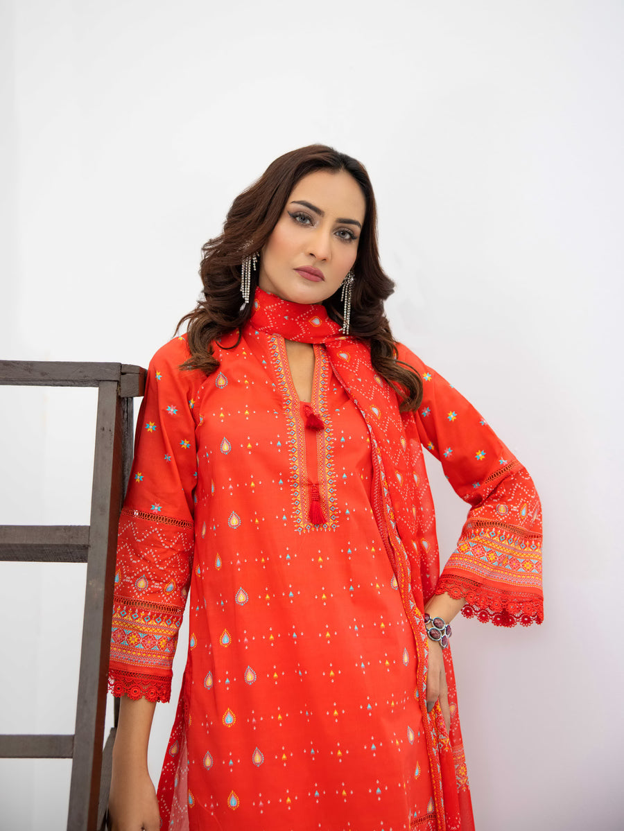 Al Kareem Gul-e-Lala Digital Printed Lawn Unstitched 3Pc Suit D-2569