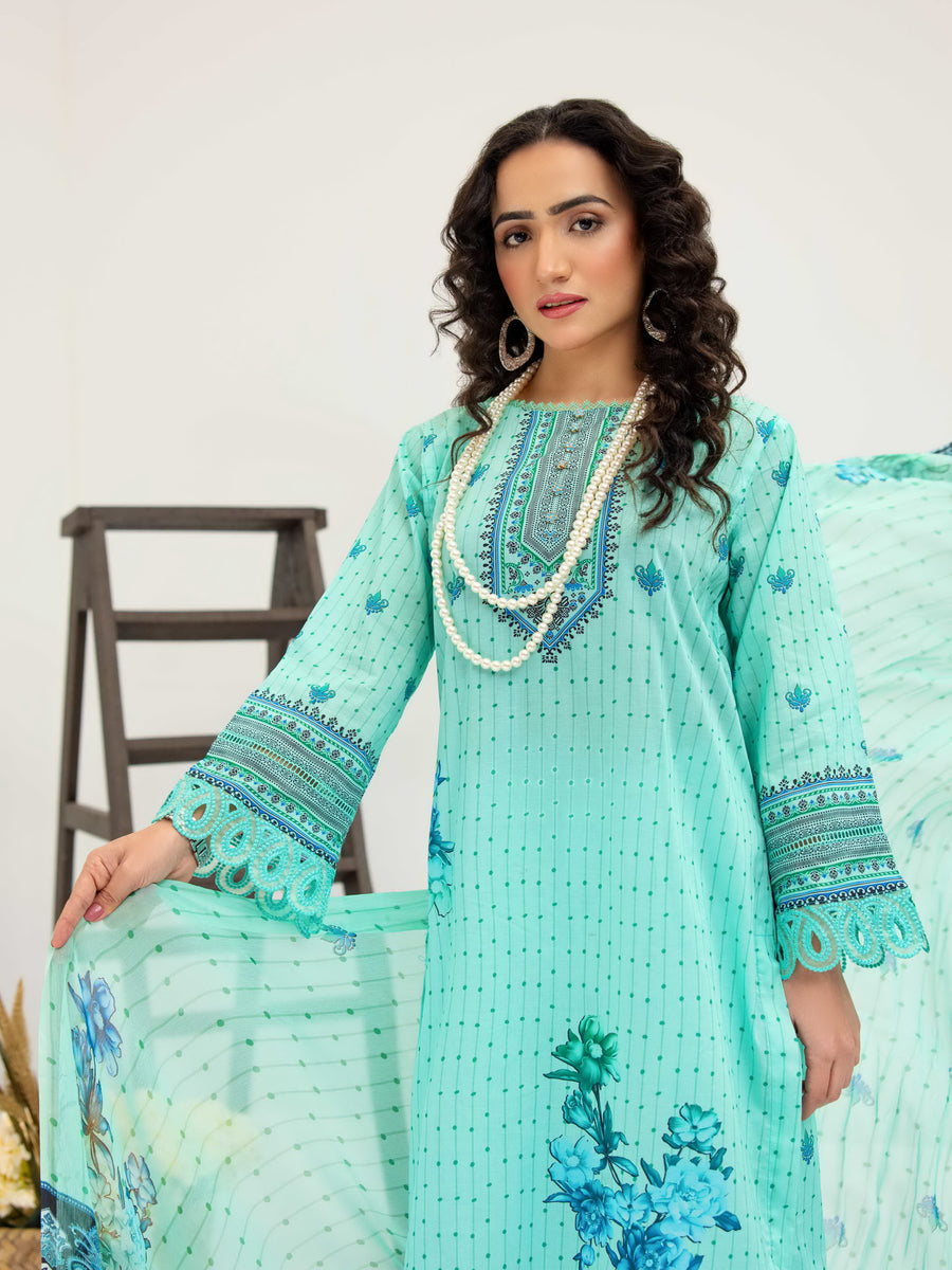 Al Kareem Gul-e-Lala Digital Printed Lawn Unstitched 3Pc Suit D-2571