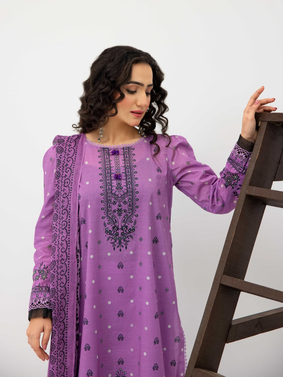 Al Kareem Gul-e-Lala Digital Printed Lawn Unstitched 3Pc Suit D-2573