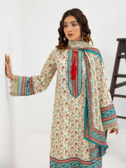 Al Kareem Gul-e-Lala Digital Printed Lawn Unstitched 3Pc Suit D-2574