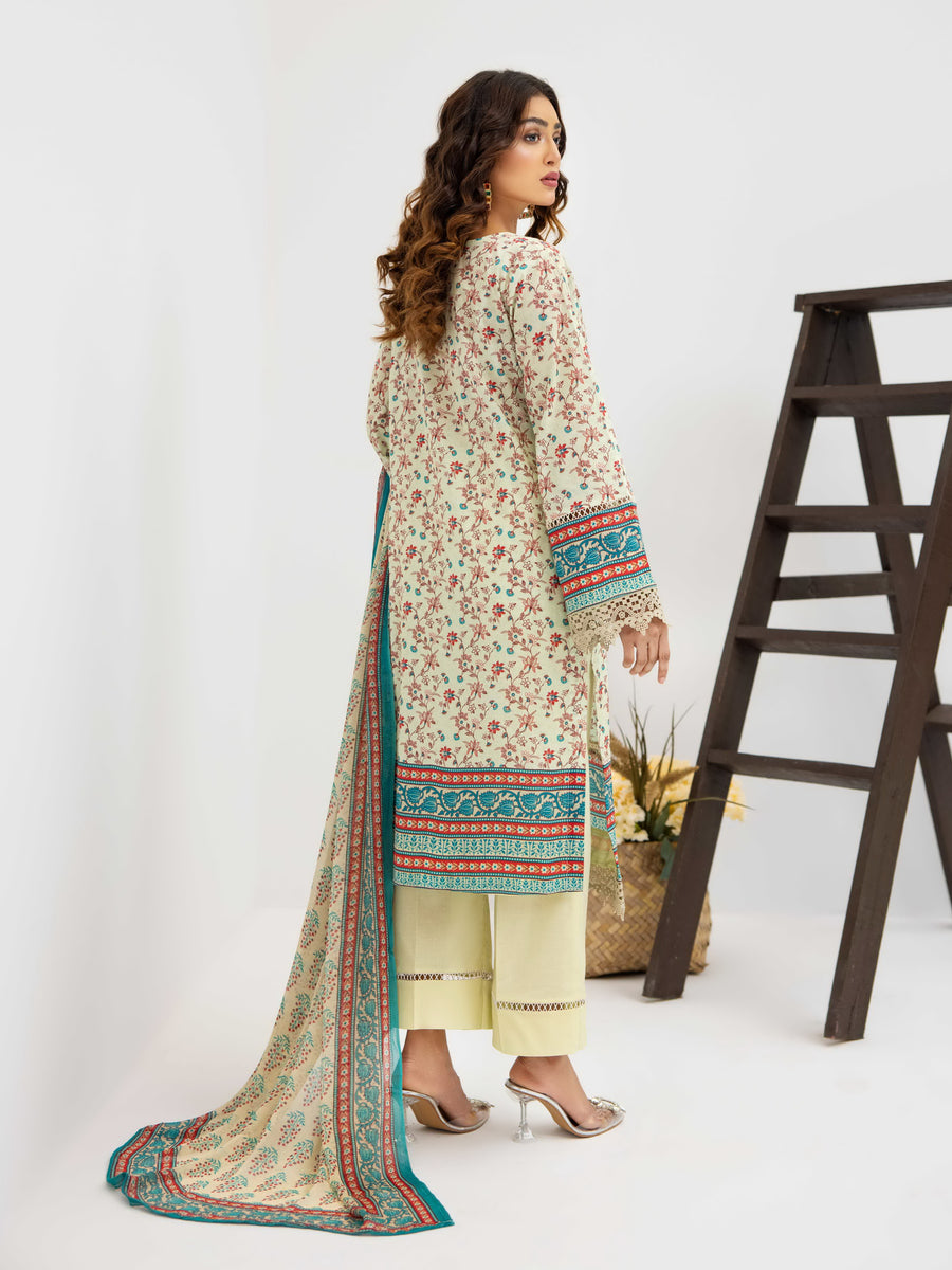 Al Kareem Gul-e-Lala Digital Printed Lawn Unstitched 3Pc Suit D-2574