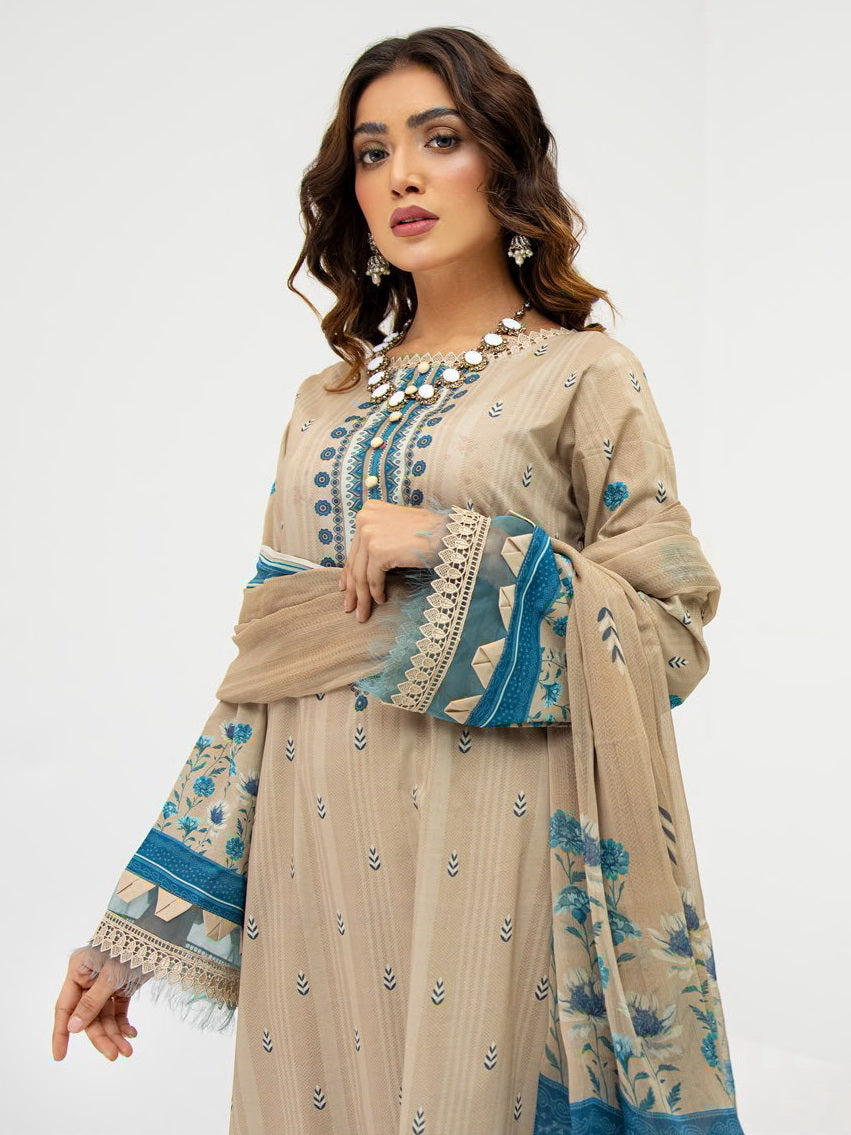 Al Kareem Gul-e-Lala Digital Printed Lawn Unstitched 3Pc Suit D-2576