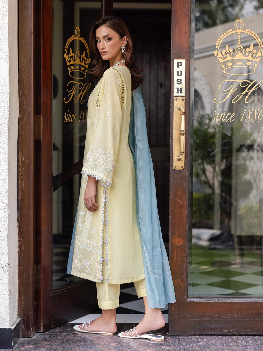 edenrobe Premium Festive Unstitched Slub Lawn 3Pc Suit EWU5V1-31246