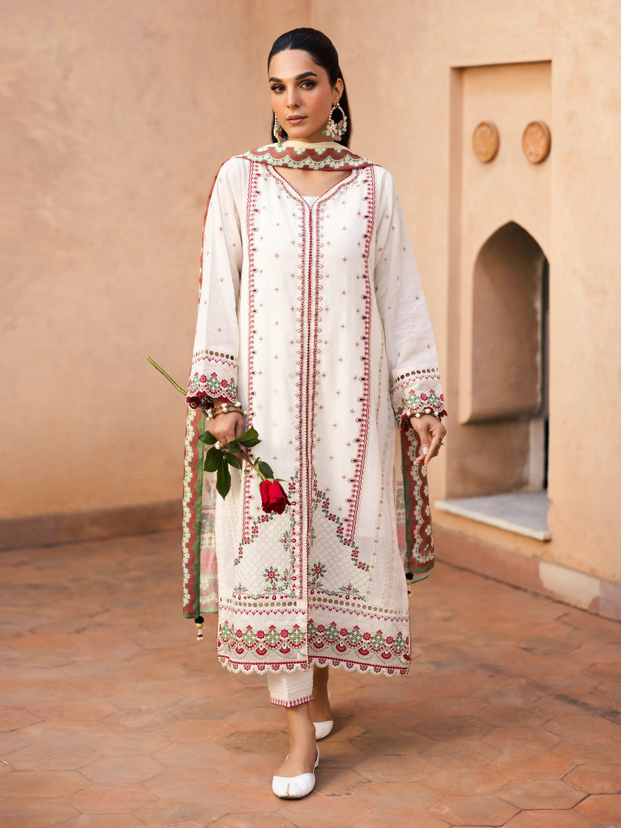 edenrobe Premium Festive Unstitched Slub Lawn 3Pc Suit EWU5V1-31247