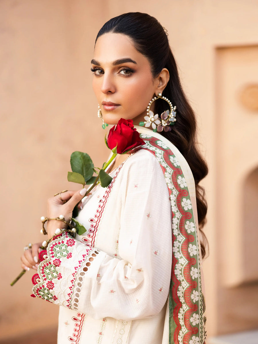edenrobe Premium Festive Unstitched Slub Lawn 3Pc Suit EWU5V1-31247