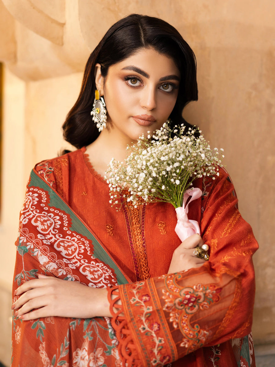 edenrobe Premium Embroidered Dobby Unstitched 3Pc Suit EWU5V7-30269