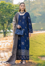 Onora by Humdum Embroidered Khaddar Unstitched 3Pc Suit D-08