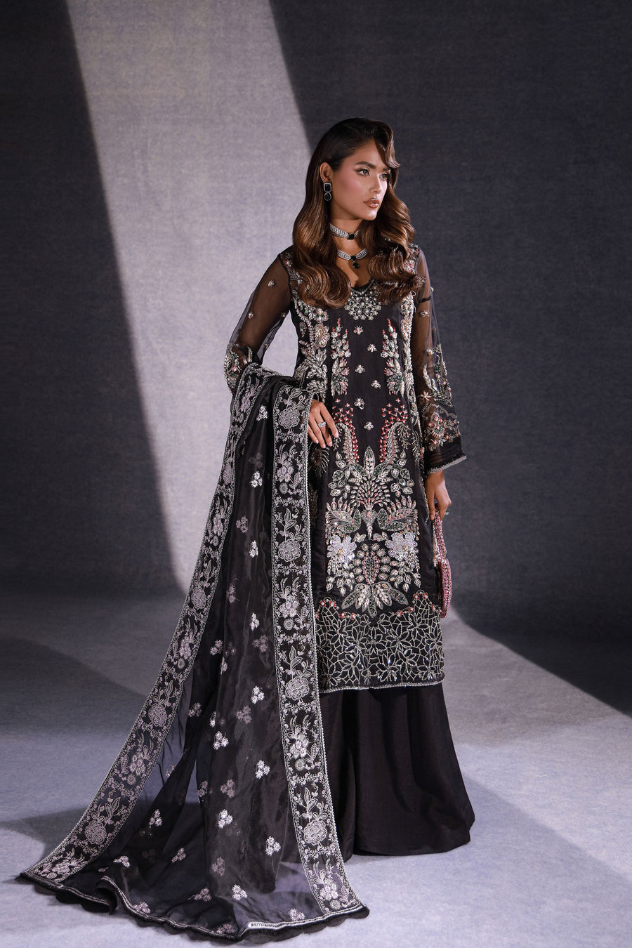 Ermina by Ezra Luxury Hand Embellished Organza Unstitched 3Pc Suit - RAYA