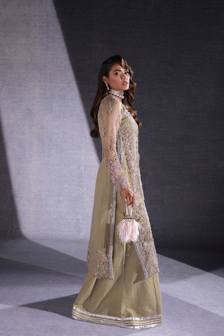 Ermina by Ezra Luxury Hand Embellished Organza Unstitched 3Pc Suit - MUSKAN