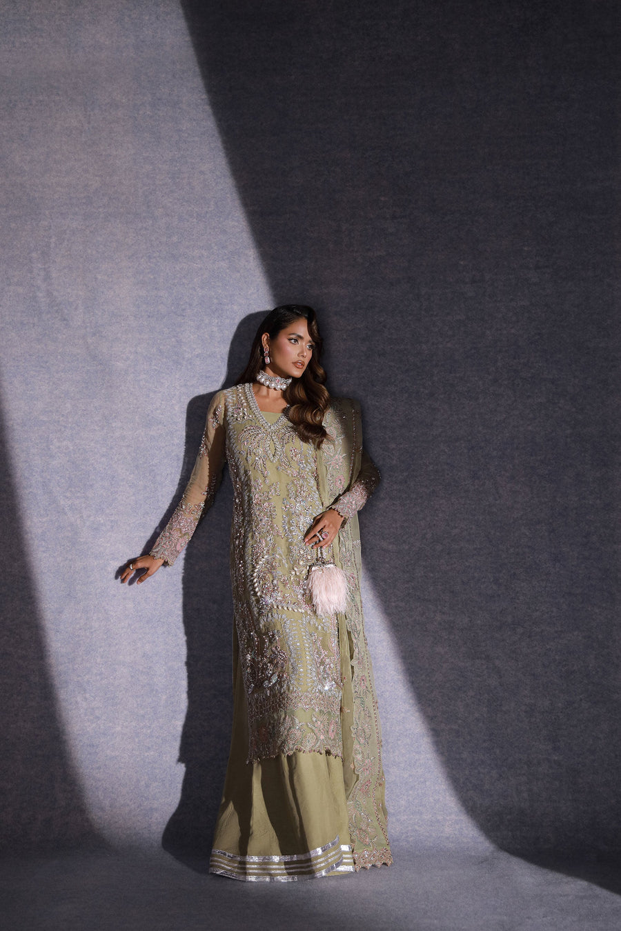 Ermina by Ezra Luxury Hand Embellished Organza Unstitched 3Pc Suit - MUSKAN