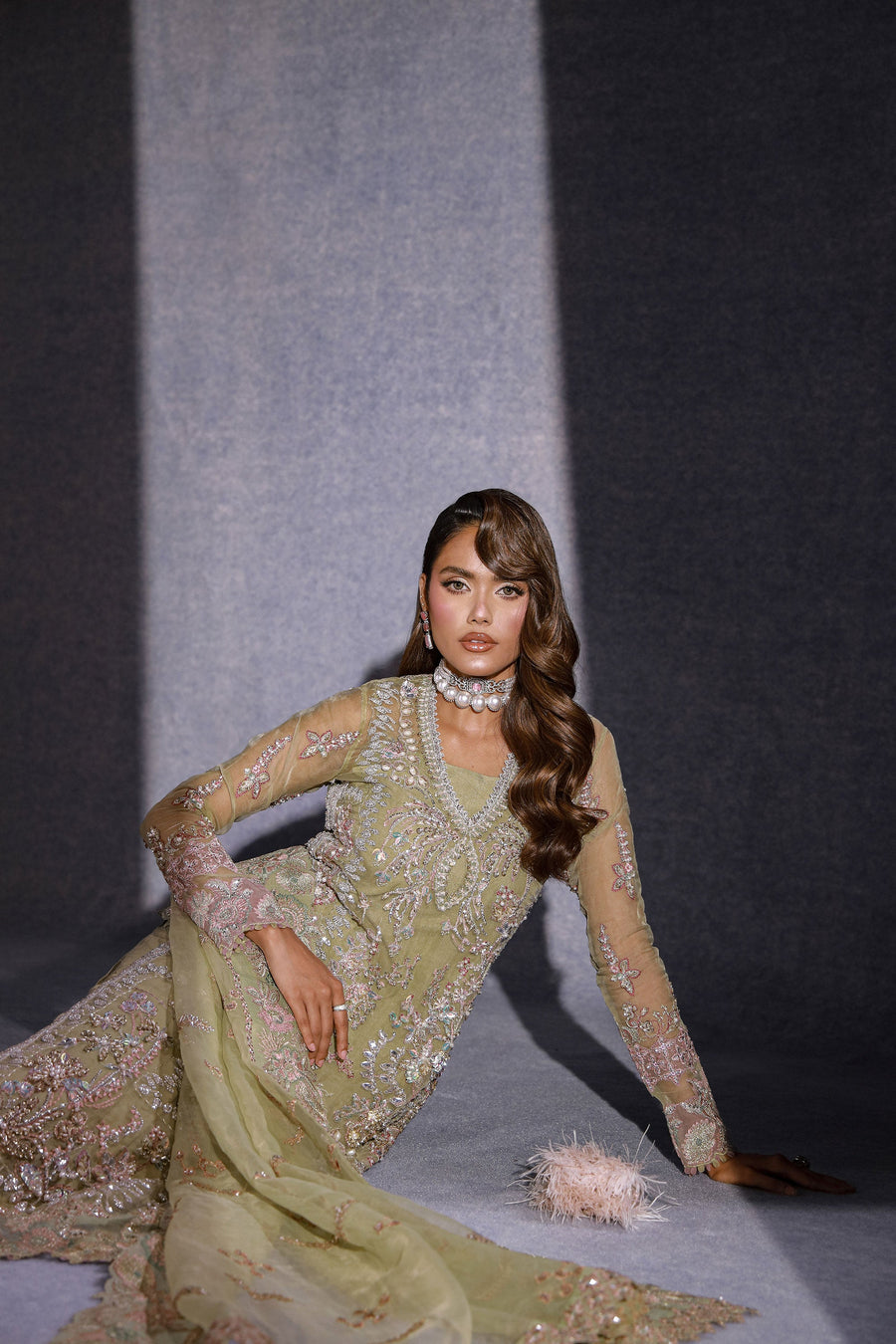 Ermina by Ezra Luxury Hand Embellished Organza Unstitched 3Pc Suit - MUSKAN