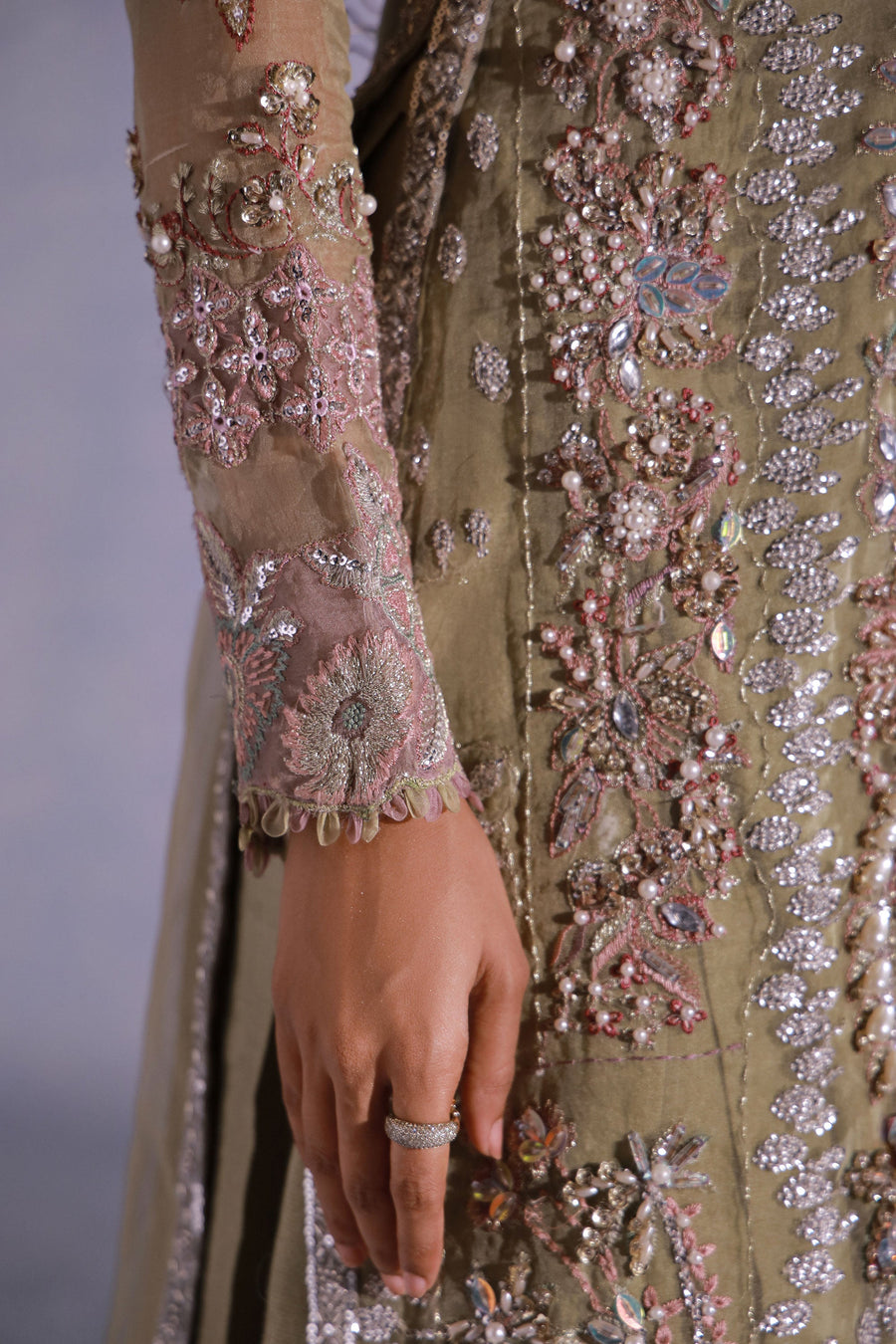 Ermina by Ezra Luxury Hand Embellished Organza Unstitched 3Pc Suit - MUSKAN