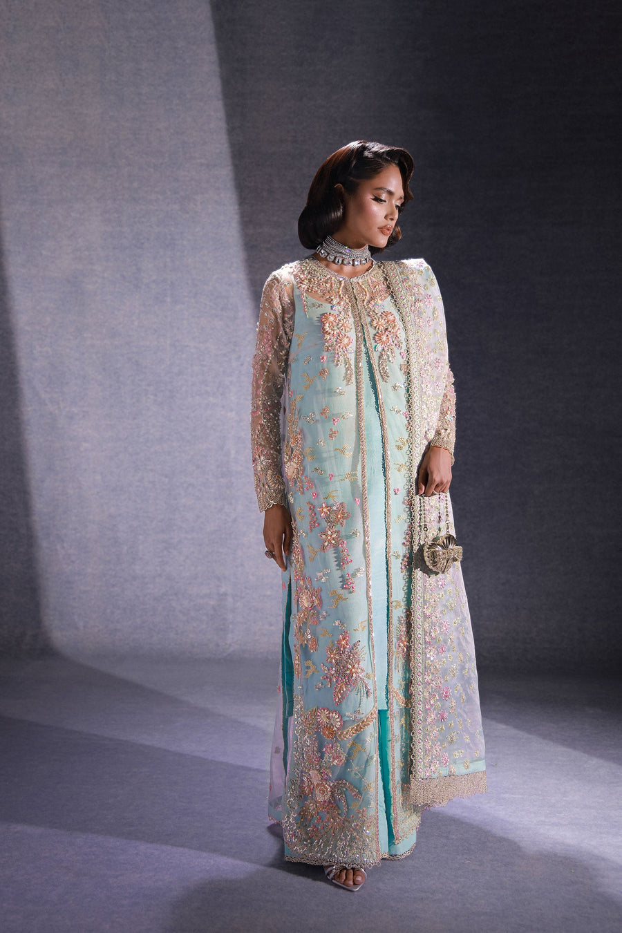 Ermina by Ezra Luxury Hand Embellished Net Unstitched 3Pc Suit - VIRSA