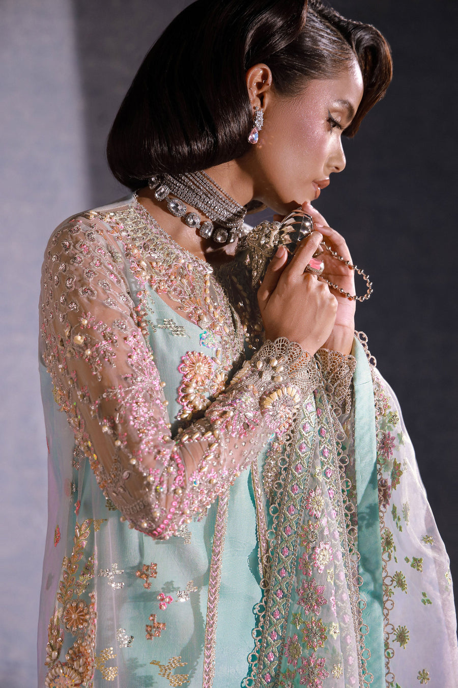 Ermina by Ezra Luxury Hand Embellished Net Unstitched 3Pc Suit - VIRSA