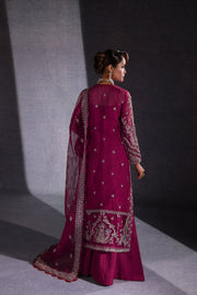 Ermina by Ezra Luxury Hand Embellished Net Unstitched 3Pc Suit - ROSE