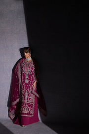 Ermina by Ezra Luxury Hand Embellished Net Unstitched 3Pc Suit - ROSE