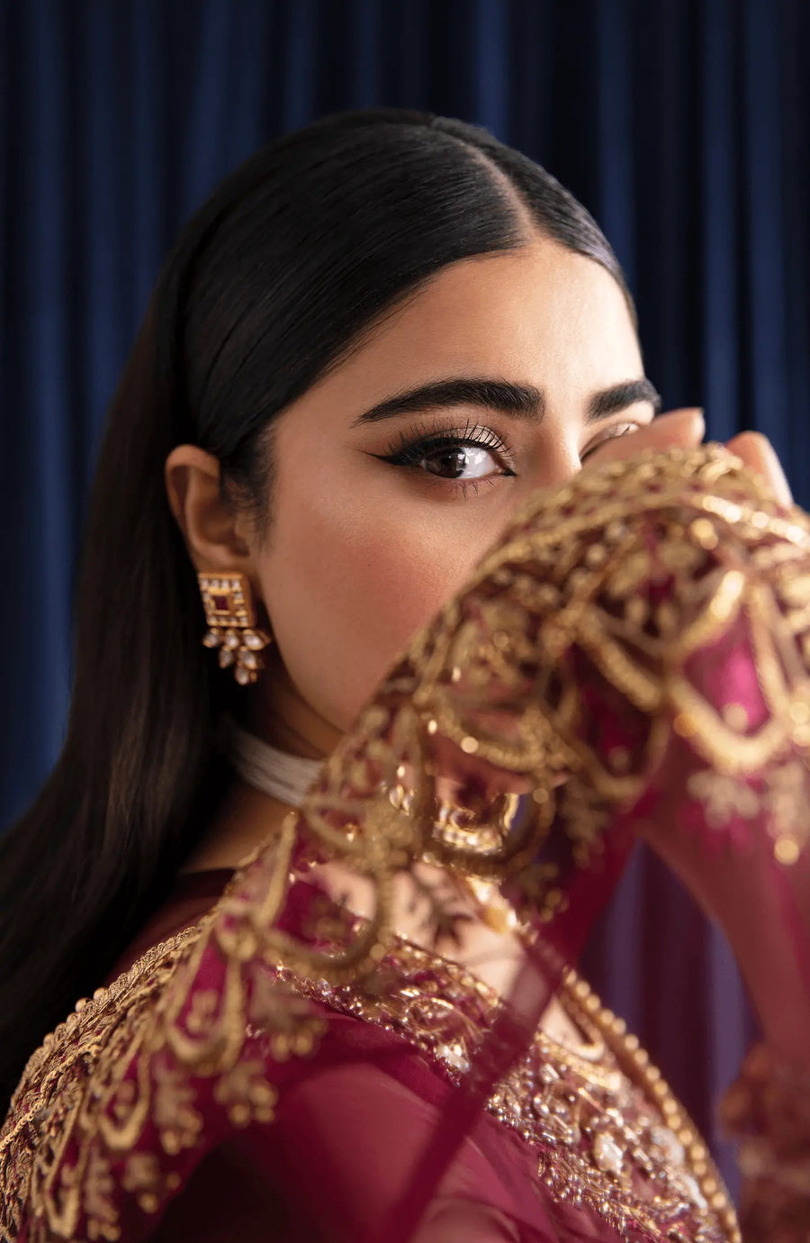 Raya maroon dress Close-up of 
 featuring shimmering sequins | fabiha fatima