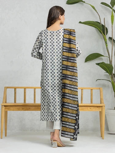 edenrobe Allure Lawn Unstitched Printed 3Pc Suit EWU24A1-28065