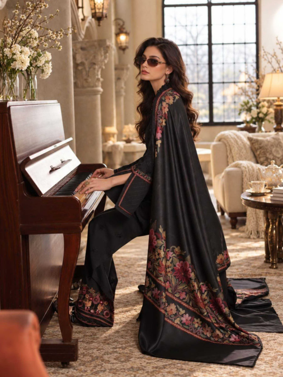 Noor by Saadia Asad Printskhaas Embroidered Linen Unstitched 3Pc Suit D-02A