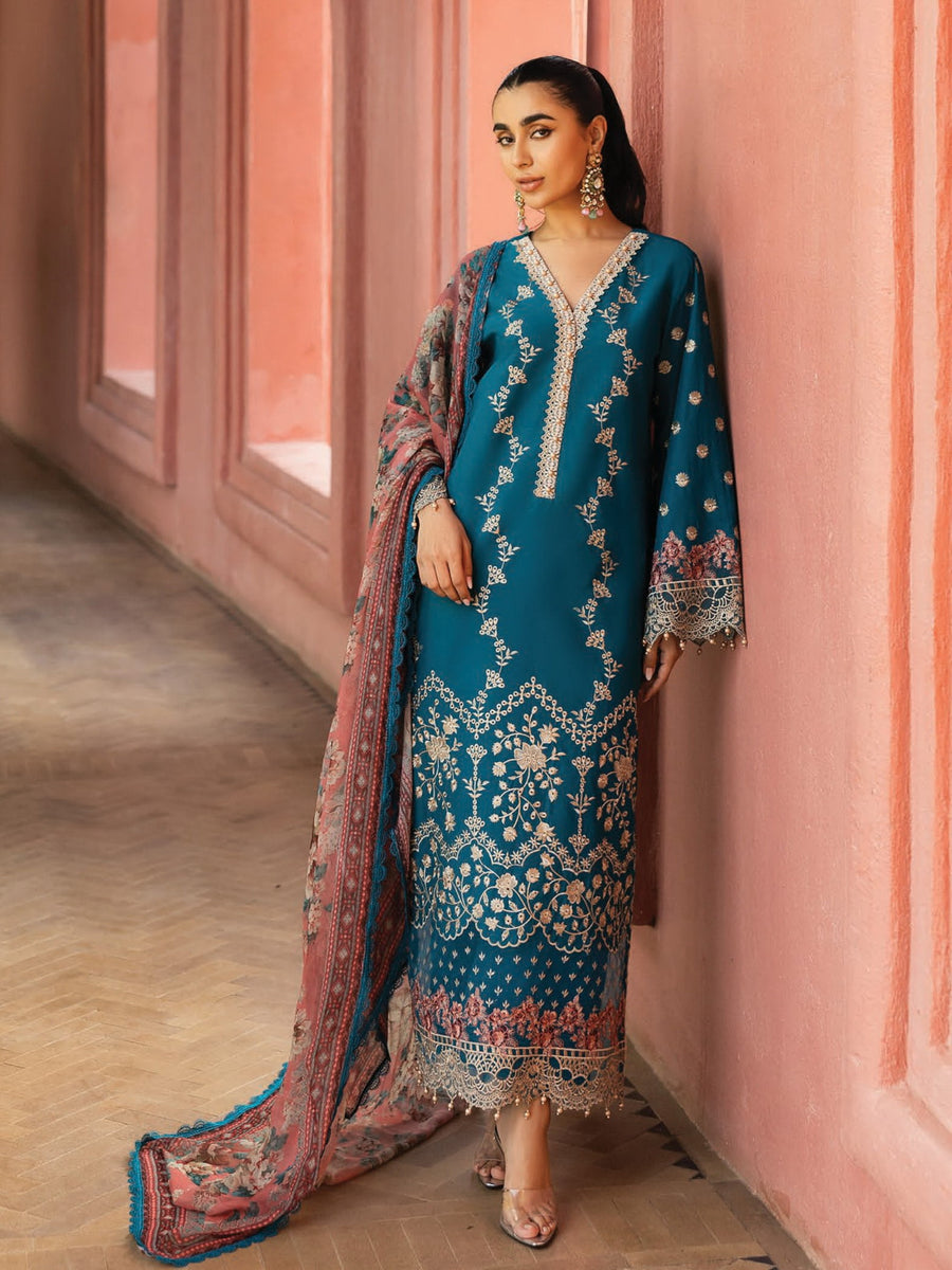 Zainab Chottani Embroidered Chikankari Lawn Unstitched 3Pc Suit D-02A Izrah
