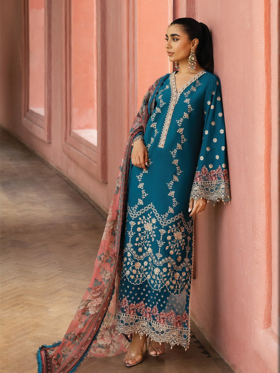 Zainab Chottani Embroidered Chikankari Lawn Unstitched 3Pc Suit D-02A Izrah