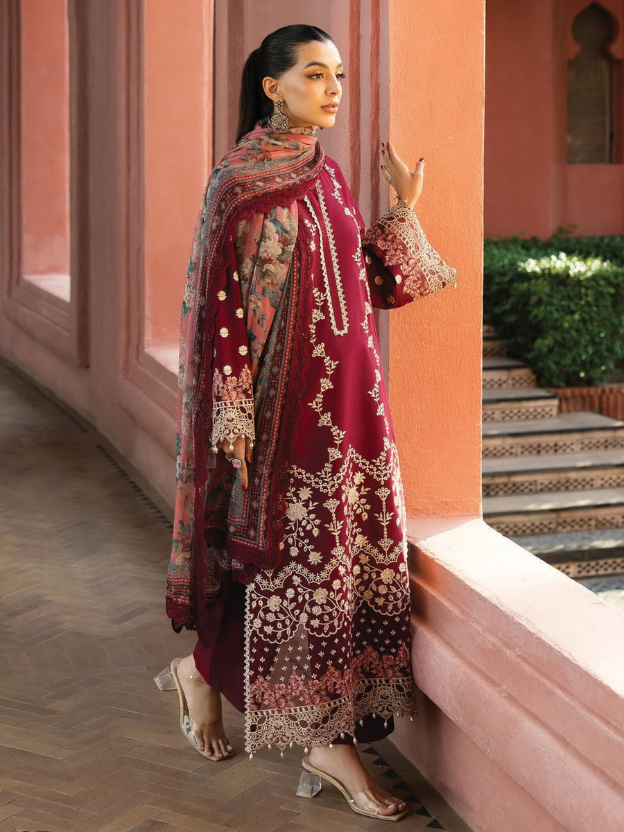 Zainab Chottani Embroidered Chikankari Lawn Unstitched 3Pc Suit D-02B Izrah