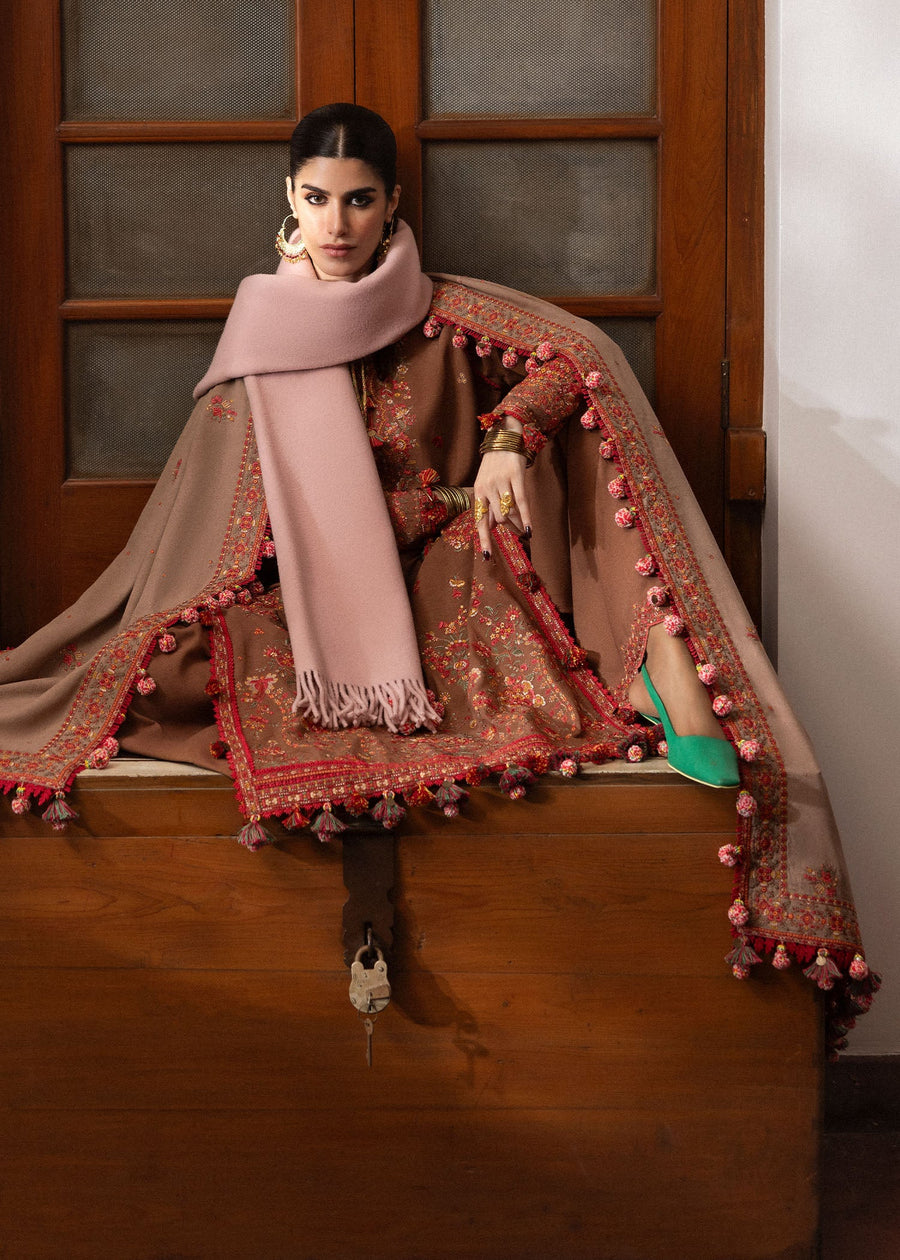 Hussain Rehar Embroidered Karandi Unstitched 3Pc Suit - Shay