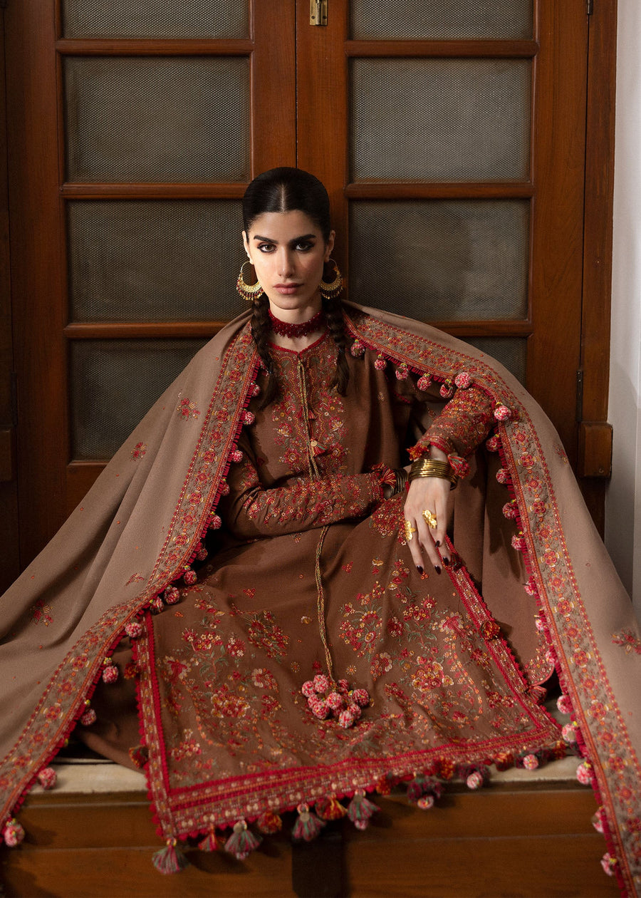 Hussain Rehar Embroidered Karandi Unstitched 3Pc Suit - Shay