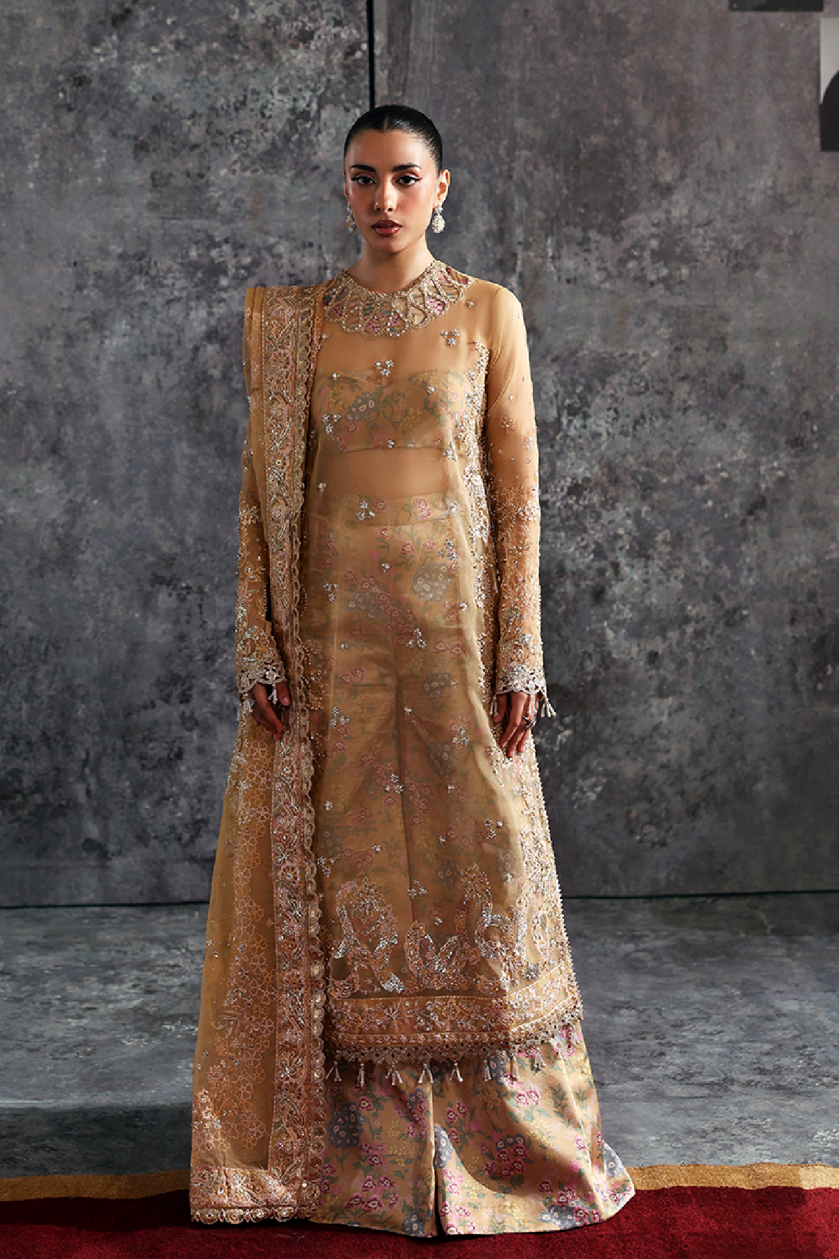 Zarposh Seraphine Embroidered Organza Unstitched 3Pc Suit - LUSTRE