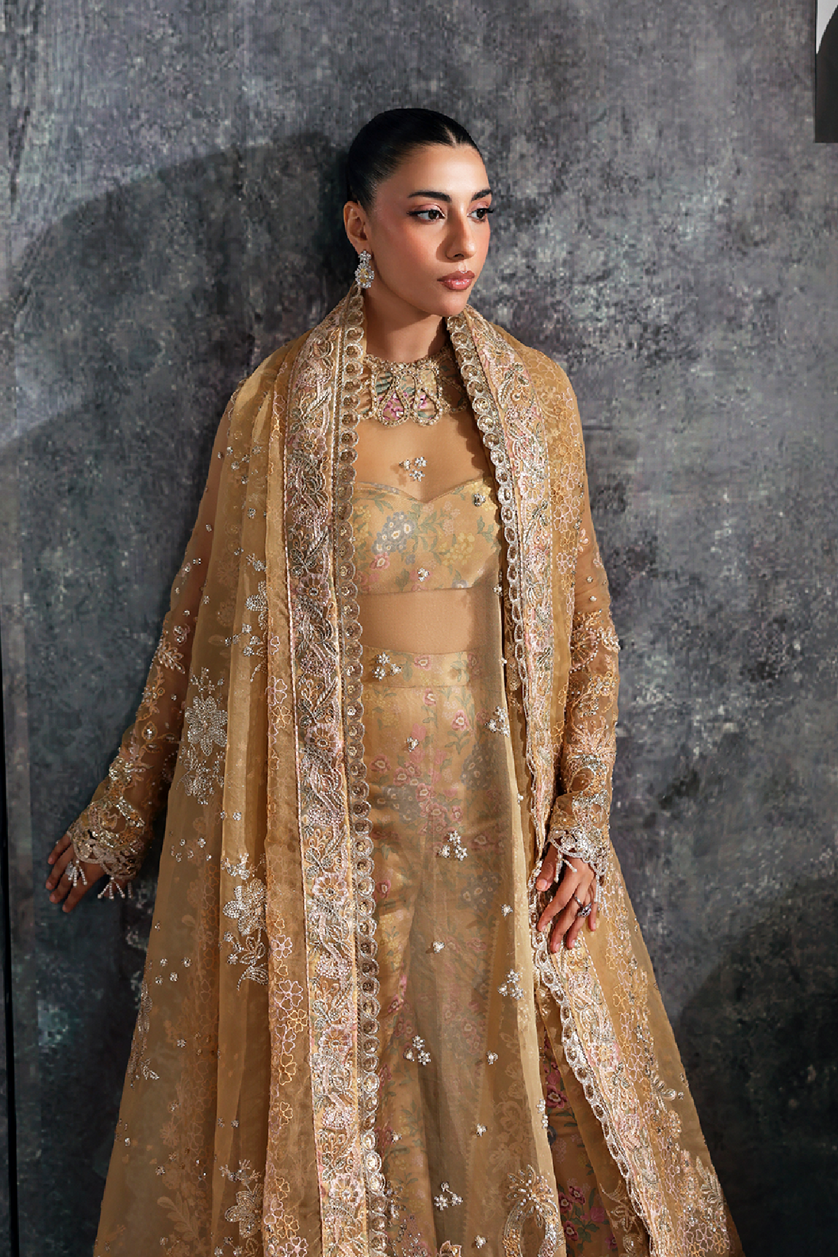 Zarposh Seraphine Embroidered Organza Unstitched 3Pc Suit - LUSTRE