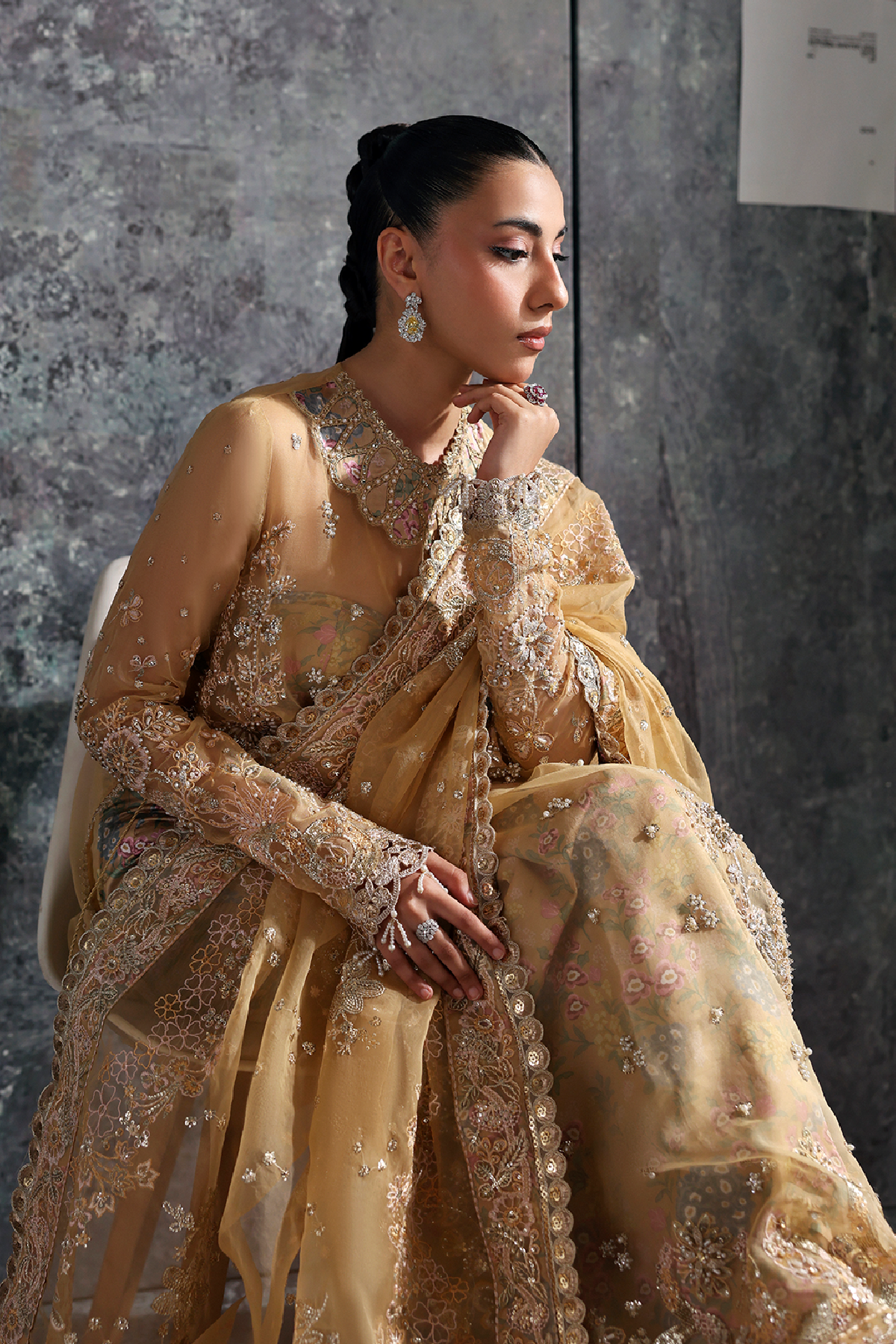 Zarposh Seraphine Embroidered Organza Unstitched 3Pc Suit - LUSTRE