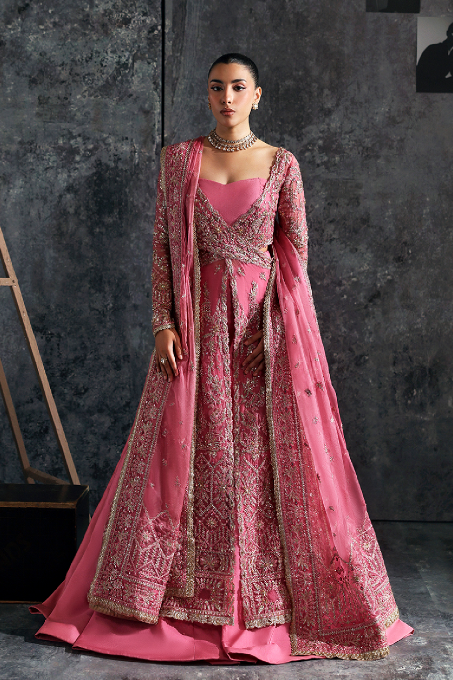 Zarposh Seraphine Embroidered Organza Unstitched 3Pc Suit - LILIUM
