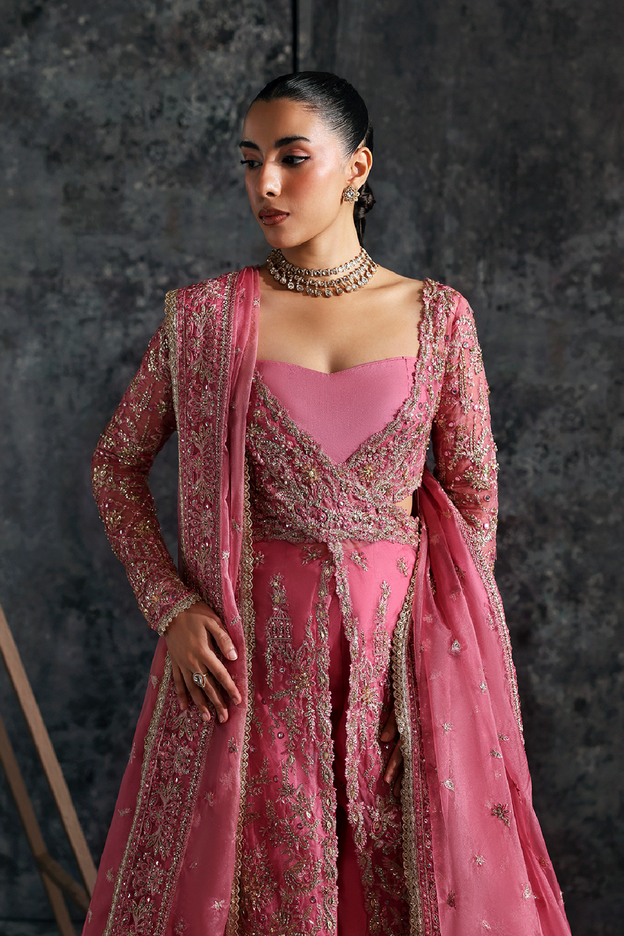 Zarposh Seraphine Embroidered Organza Unstitched 3Pc Suit - LILIUM