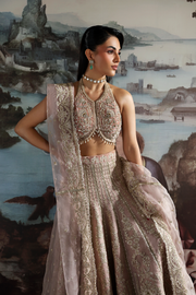 Zarposh Seraphine Embroidered Organza Unstitched 3Pc Suit - CELESTE